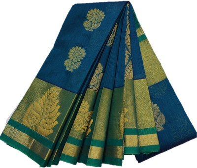 Jainithish collection Woven Kota Doria Cotton Silk Saree(Green)