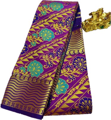 Uniqon Creations Woven Kota Doria Cotton Silk Saree(Purple)