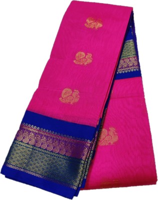 Jainithish collection Woven Kota Doria Cotton Silk Saree(Pink)