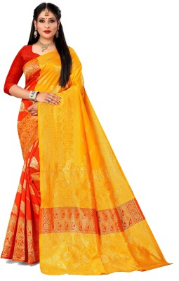 NILHARI Woven Banarasi Silk Blend Saree(Yellow)