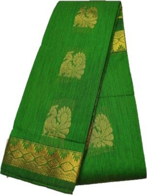 Jainithish collection Woven Kota Doria Cotton Silk Saree(Green)