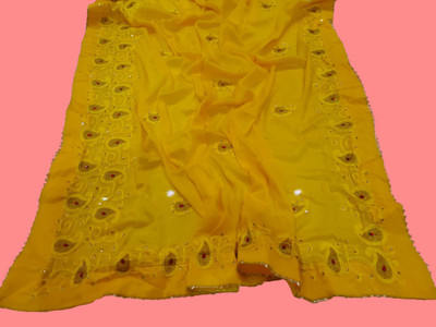 NeeLKANTH ENTERPRISE Embroidered Bandhani Crepe Saree(Yellow)