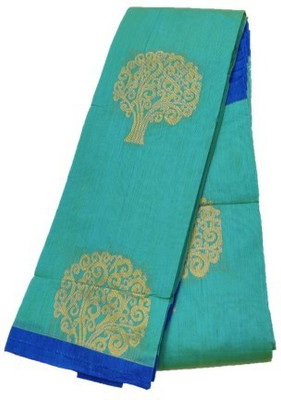 Uniqon Creations Woven Kota Doria Cotton Silk Saree(Blue)