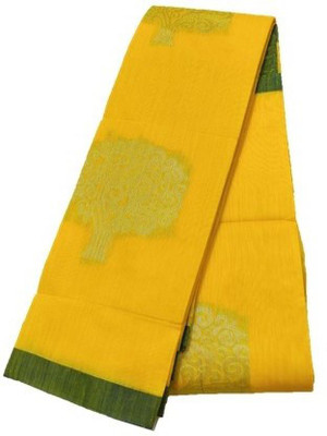 Jainithish collection Woven Kota Doria Cotton Silk Saree(Yellow)