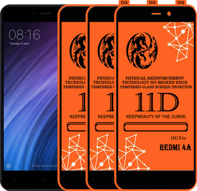 PFOAM Edge To Edge Tempered Glass for Mi Redmi 4A(Pack of 3)