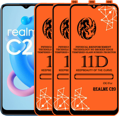 PFOAM Edge To Edge Tempered Glass for REALME C20(Pack of 3)