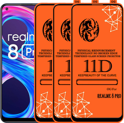 PFOAM Edge To Edge Tempered Glass for REALME 8 PRO(Pack of 3)