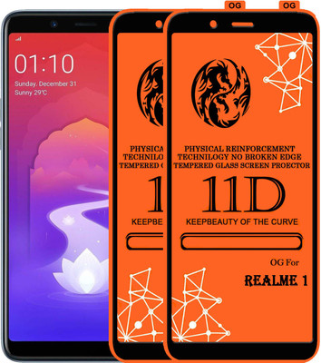 PFOAM Edge To Edge Tempered Glass for OPPO Realme 1(Pack of 2)