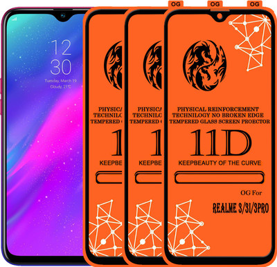 PFOAM Edge To Edge Tempered Glass for REALME 3 PRO(Pack of 3)