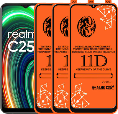 PFOAM Edge To Edge Tempered Glass for REALME C25Y(Pack of 3)