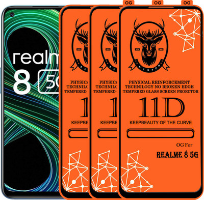 PFOAM Edge To Edge Tempered Glass for REALME 8 5G(Pack of 3)