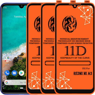 PFOAM Edge To Edge Tempered Glass for REDMI MI A3(Pack of 3)