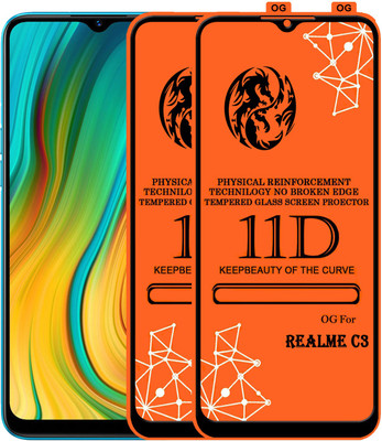 PFOAM Edge To Edge Tempered Glass for REALME C3(Pack of 2)