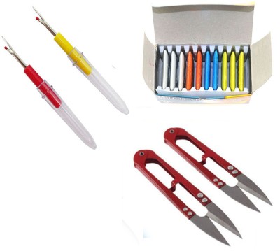 Crafts Haveli 3 Items Combo : 2 Seam Ripper, 2 Thread Cutter & Tailoring Chalk Sewing Kit