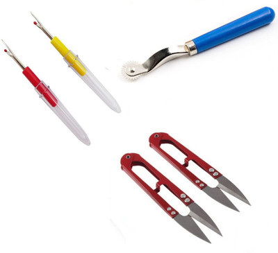 Crafts Haveli 3 Items Combo : 2 Seam Ripper, 2 Thread Cutter & 1 Tracing Wheel Sewing Kit