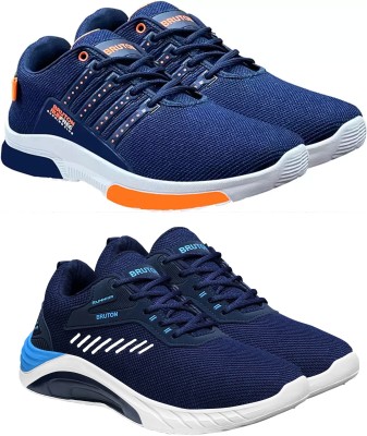 BRUTON Combo Pack Of 2 Latest Stylish Casual Shoes Sneakers For Men(Blue, Navy, White)