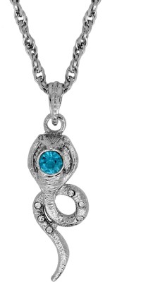 MissMister Silver plated Blue Crystal Naagmani design Snake shape Pendant Silver Crystal Brass Pendant