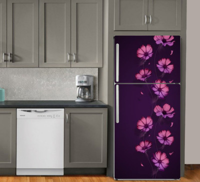 Psychedelic Collection 60 cm Abstract Design Colourfull flower Fridge Sticker Fridge Wrap Decorative Sticker Self Adhesive Sticker(Pack of 1)