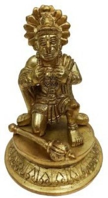 Nitya Pushti Brass Lord Hanuman Sitting Decorative Showpiece Statue Idol And Figurine Decorative Showpiece  -  10 cm(Brass, Gold)