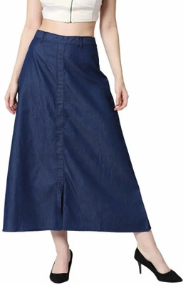Codaisy Solid Women Regular Blue Skirt