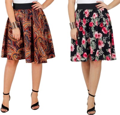 fabnfab Printed, Floral Print Women Layered Multicolor Skirt