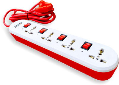 eSYSTEMS Extension Board, Led Indicator, Individual Switch Extension Cord 4.6 Meter 6 Amp 4  Socket Extension Boards(White, Red, 4.6 m)
