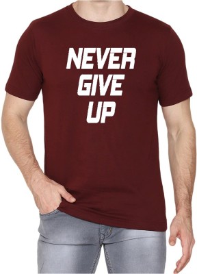 M Mapon Fashion Typography Men Round Neck Maroon T-Shirt