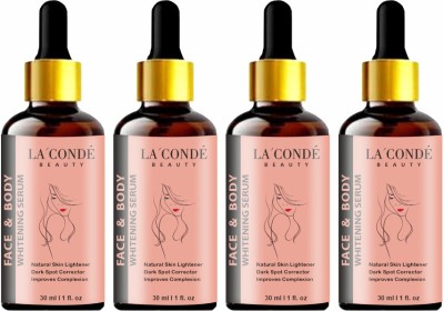 La'Conde Face & Body Skin Whitening Serum Uneven tone, Reduce Dark Spot Pack 4 30 ML Men & Women(120 ml)