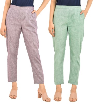 QuaClo Regular Fit Women Purple, Green Trousers