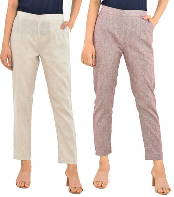 QuaClo Regular Fit Women Cream Trousers