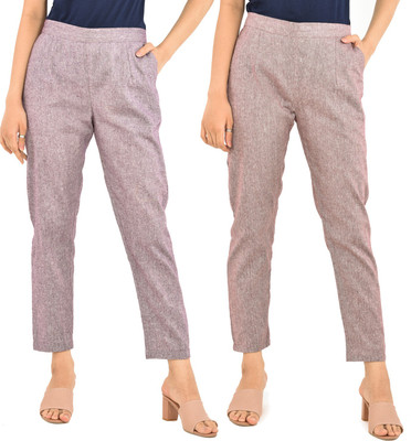QuaClo Regular Fit Women Purple, Maroon Trousers