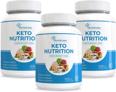 Herbal max Keto Nutrition Rapid Weight Loss for Weight Management - 180 Capsules (Pack of 3)(3 x 60 No)