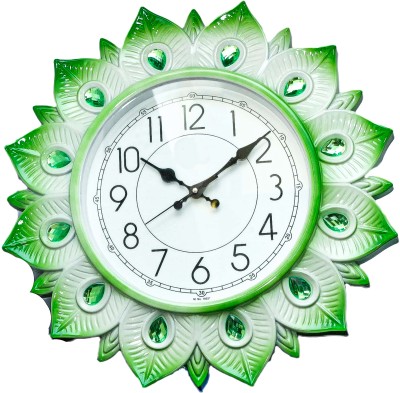 Sigaram Analog 39 cm X 39 cm Wall Clock(Green, With Glass, Standard)