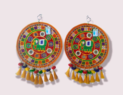PREETENCY Wall/Hanging with bread moti latkan Wall Hanging Pack-2 Pack of 2(RED-6)