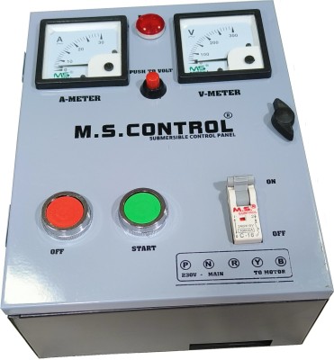 M S control 1.5 HP Automatic Panel For Single Phase For Submersible water filled pump ( blue and white ) With Water Level Controller System Submersible Water Pump(1.5 hp)