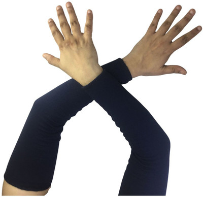 Puchkari Cotton Arm Sleeve For Women(Free, Blue)