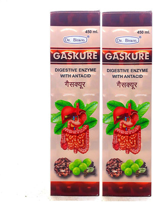 Dr. Biswas Gaskure Syrup 450ml For Hyper-Acidity, Digestive Health (Pack Of 2)(Pack of 2, 900 ml)