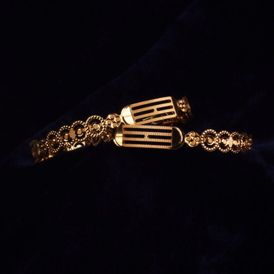 Lahthi Wala Alloy Gold-plated Ring Bangle(Pack of 2)