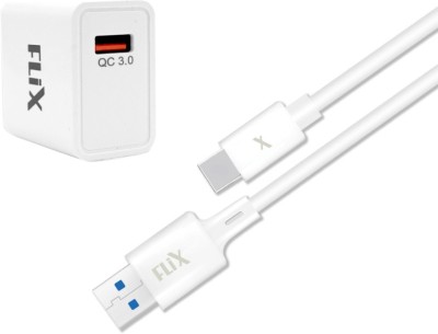 flix 18 W 3 A Wall Charger for Mobile with Detachable Cable(White, Cable Included)