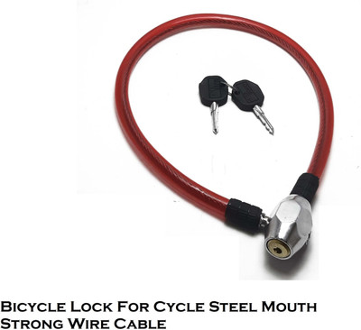 SRPHERE Bicycle Lock For Helmet Bike Steel Mouth Strong Wire Cable Red Cycle Lock Cycle Lock