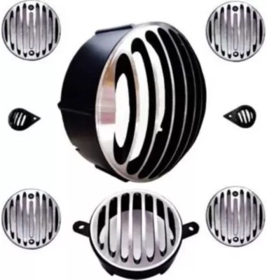 DOLSHACOB Bullet Classic 350 & 500 (Set of 8, Black and Chrome) Bike Headlight Grill(Black)