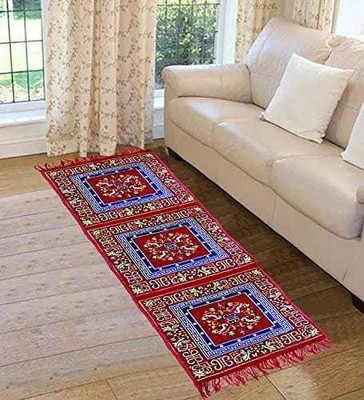 NAETRI Maroon Cotton Area Rug(2 ft,  X 5 ft, Rectangle)