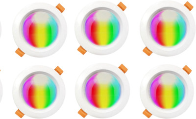 MVL 9W 7-1 Round LED Conceal Panel Down Light, Pack of 6) Recessed Ceiling Light Ceiling Lamp(Multicolor)