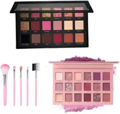 Pohok Rose Gold Eye Shadow & Edition Eye Shadow & Premium Quality 5 Piece Make Up Brush(3 Items in the set)