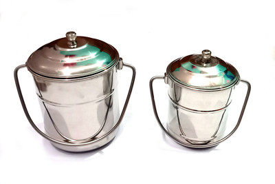JAMM Steel Utility Container  - 1000 ml(Pack of 2, Silver)