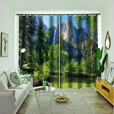 Ad Nx 274 cm (9 ft) Polyester Room Darkening Long Door Curtain (Pack Of 2)(Printed, Green)