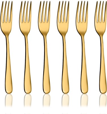 Shri & Sam Monika Gold PVD Coating Baby Fork Stainless Steel Cutlery Set(Pack of 6)