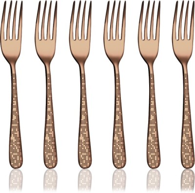 Shri & Sam Monika Rose Gold PVD Coating with Laser Baby Fork Stainless Steel Cutlery Set(Pack of 6)