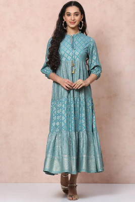 RANGRITI Women A-line Green Midi/Calf Length Dress