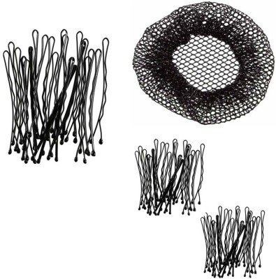 Sharum Crafts 24 Bobby Hair Pin, 1Pc Juda Net Cover & 48 Bobby Pin Hair Accessory Set(Black)
